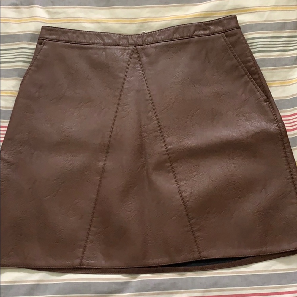 Brown leather skirt